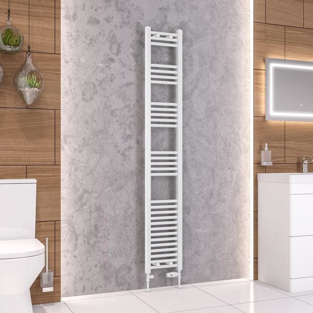 Eastbrook Ladder Rail Eastbrook Wendover Straight Vertical Heated Towel Rail in White 1800 x 300 / Dual Fuel