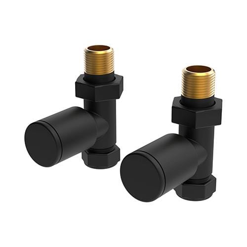 Vogue Radiator Valves Vogue Arne Round Manual Straight Radiator Valve - Matt Black - VL003 15MMST-ZMB