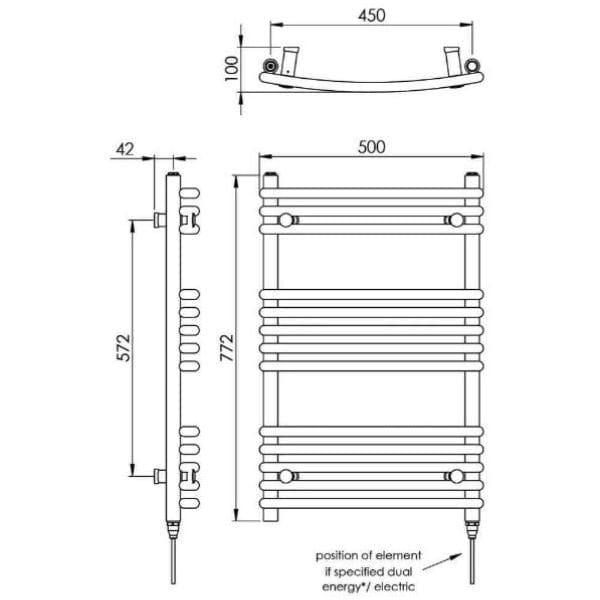 Vogue Designer Towel Radiator Vogue Melody Curved Designer Towel Radiator in Chrome
