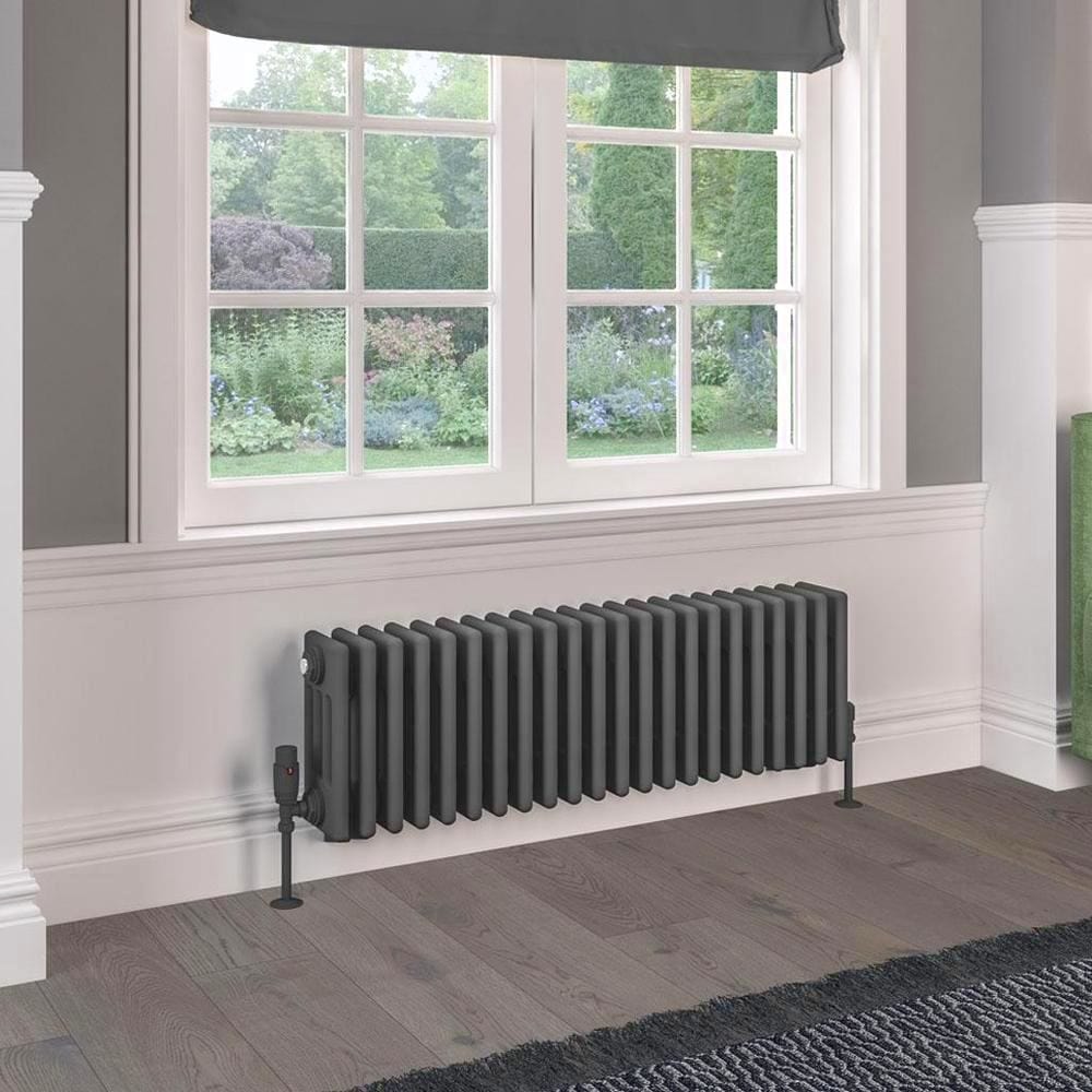 Eastbrook Column Radiator Eastbrook Rivassa Traditional 4 Column Radiator in Matt Anthracite 300 x 1010 / Electric Only