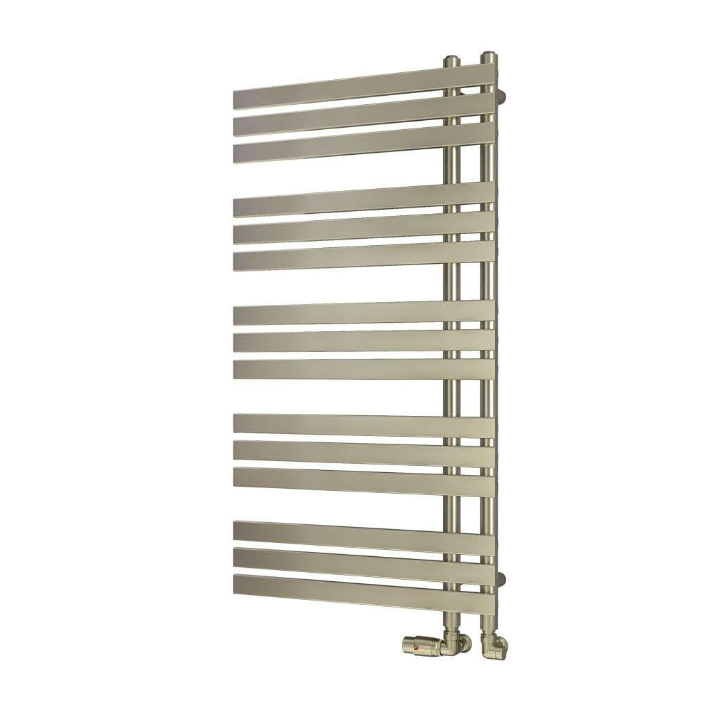 Eastbrook Designer Towel Radiator Eastbrook Leonardo Straight Vertical Heated Towel Rail in Brushed Brass 1200 x 600mm / Central Heating