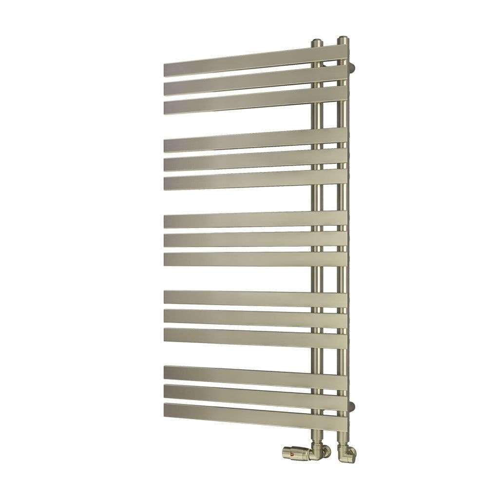 Eastbrook Designer Towel Radiators Eastbrook Leonardo Straight Vertical Heated Towel Rail in Brushed Brass 1200 x 600mm / Central Heating