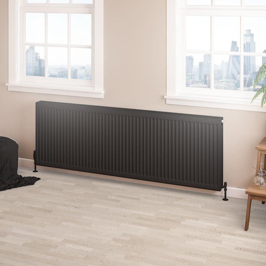 Aquarius Aquarius Type 22 Compact Panel Radiator in Matt Black 600 x 1800