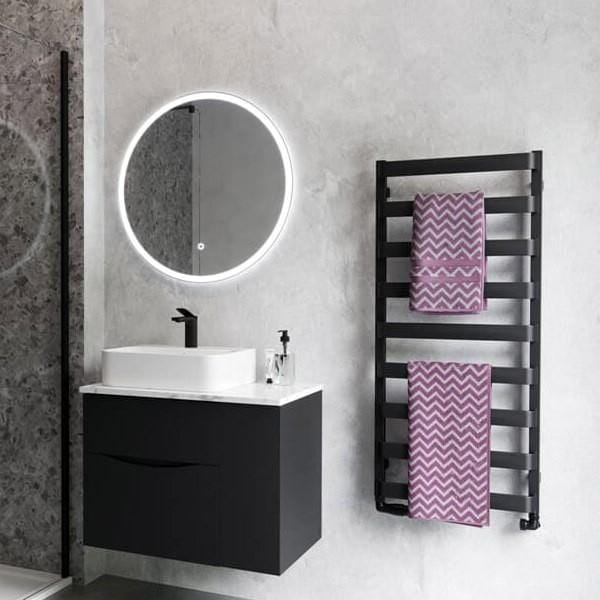 Crosswater Designer Towel Radiator Crosswater Air Designer Towel Radiator in Metallic Black 1150 x 500 / Dual Fuel