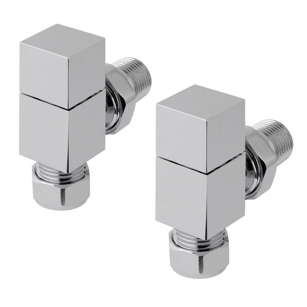 Totally Rads Eastbrook Square Head Angled Manual Radiator Valves Pair - Chrome - 12.036