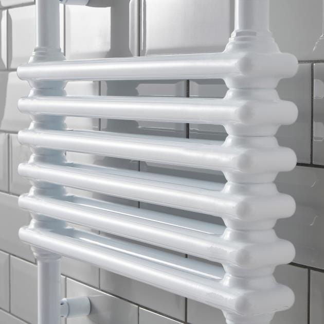 KRAD Designer Towel Radiators K-RAD Kolumn Straight Vertical Heated Towel Radiator in Gloss White