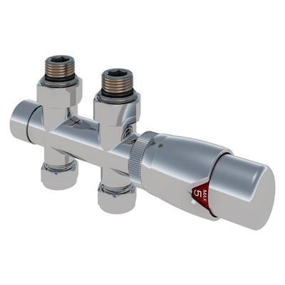 Totally Rads Radiator Valves Eastbrook Straight Twin Inlet Thermostatic Radiator Valve 15mm Chrome