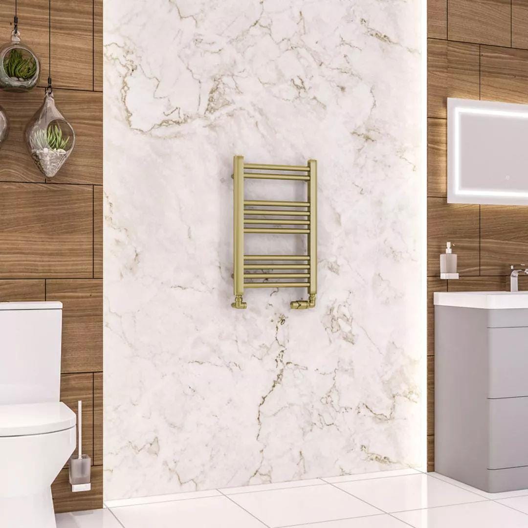 Eastbrook Ladder Rails Eastbrook Wendover Straight Vertical Heated Towel Rail - 600 x 400mm in Brushed Brass