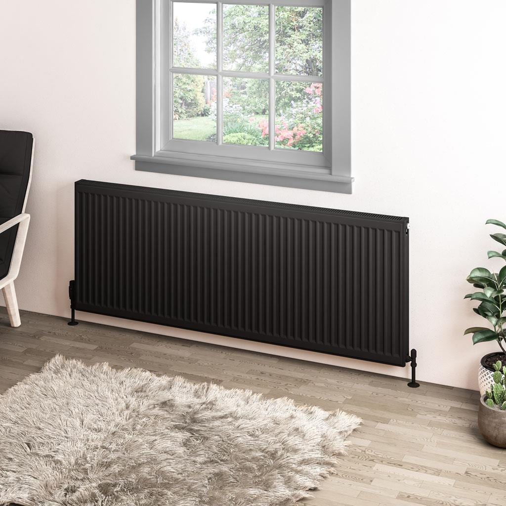 Aquarius Bathrooms Type 11 Aquarius Type 11 Compact Panel Radiator In Matt Black 600 x 1600mm