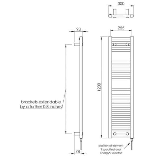 Vogue Ladder Rail Vogue Focus Straight Towel Rail in Chrome