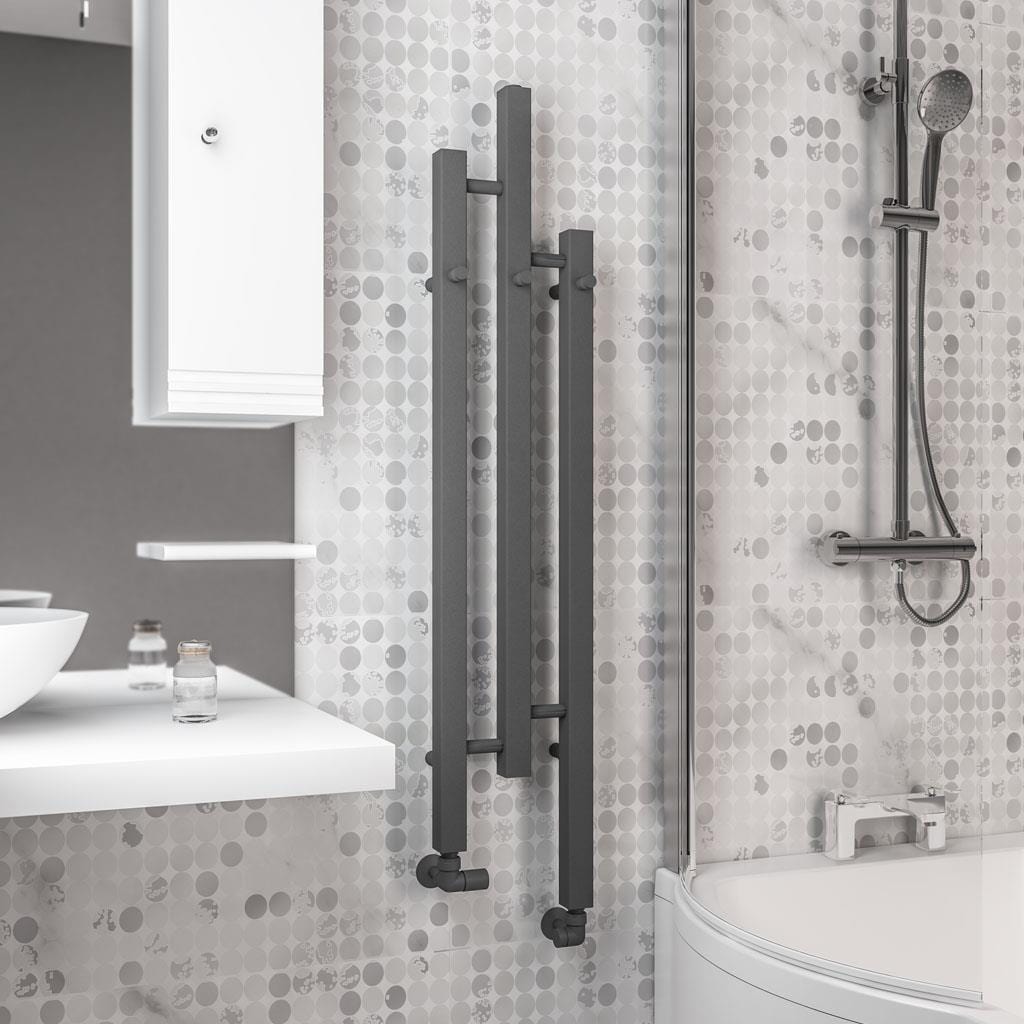Eastbrook Designer Towel Radiators Eastbrook Conwy Vertical Designer Radiator - 1200 x 200mm - Matt Anthracite Electric Only