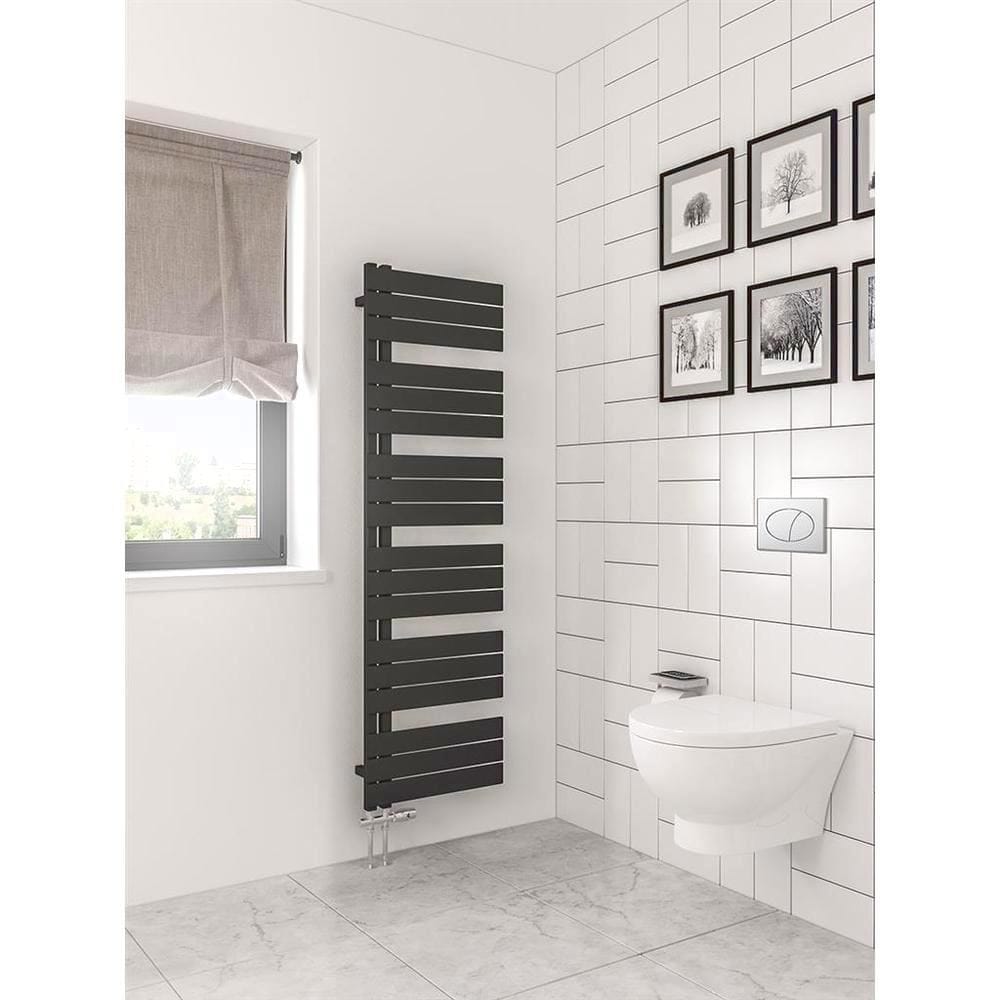 Eastbrook Designer Towel Radiator Eastbrook Helmsley Straight Vertical Designer Towel Rail in Matt Black 1640 x 500 / Electric Only