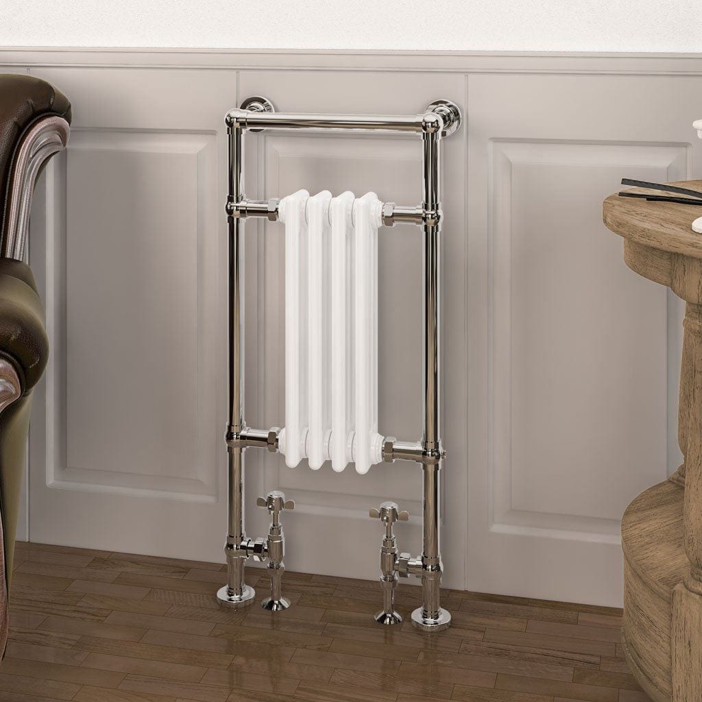 Eastbrook Insert Radiators Eastbrook Avon Straight Vertical Traditional Radiator in Chrome/Gloss White 960 x 429 / Dual Fuel