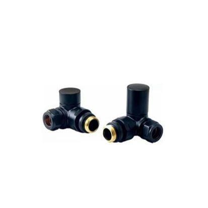 Totally Rads Radiator Valves Redroom Corner Manual Round Radiator Valves (Pair) Black