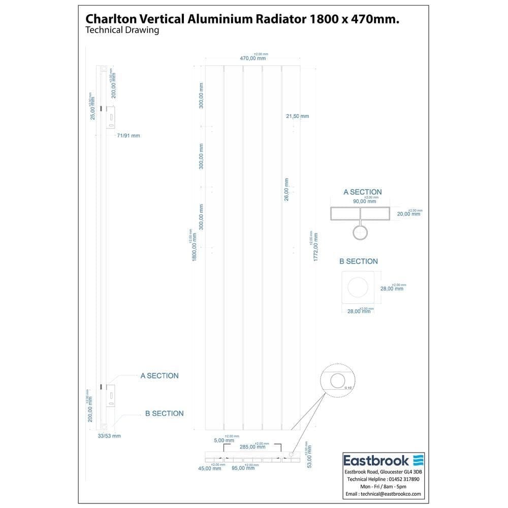 Eastbrook Eastbrook Charlton Vertical Designer Radiator in Matt White