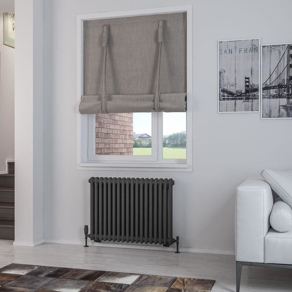 Eastbrook Column Radiator Eastbrook Rivassa Traditional 2 Column Radiator in Matt Anthracite 600 x 833 / Central Heating