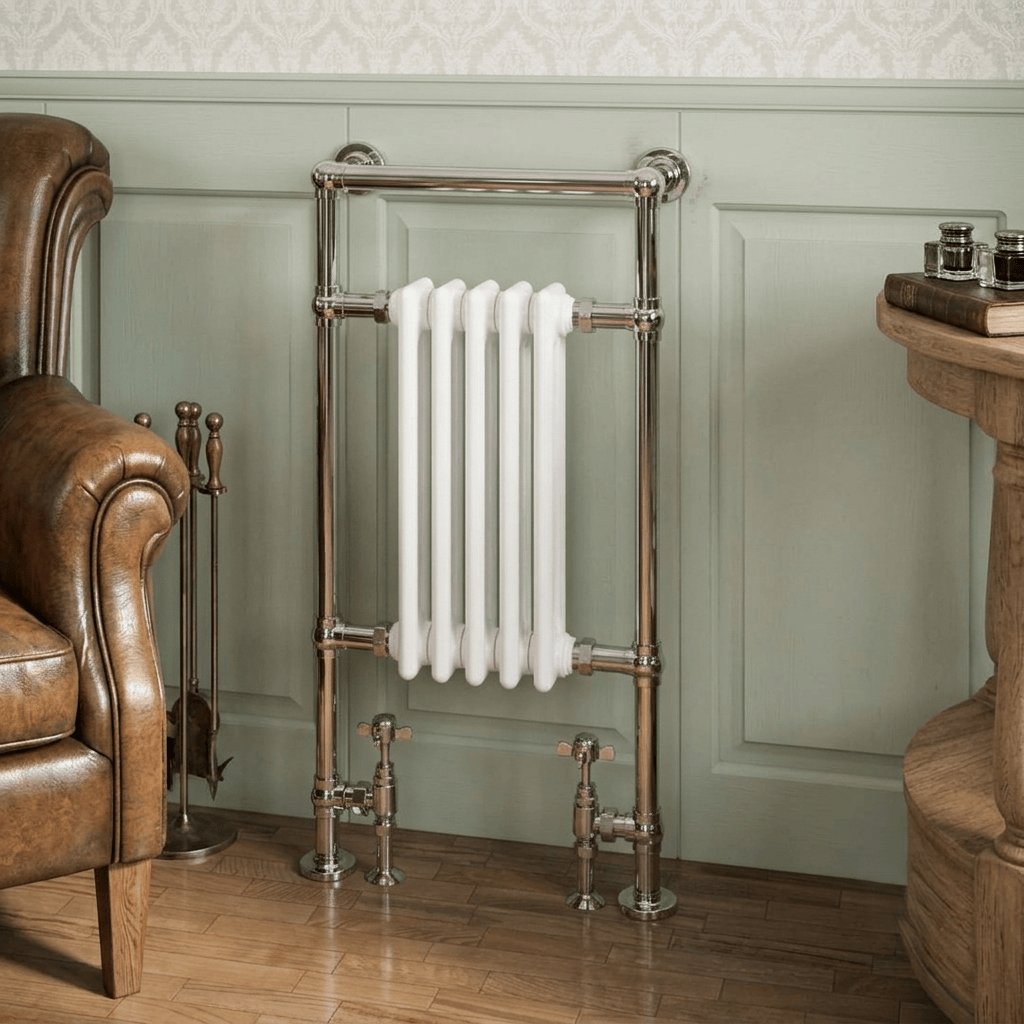 Eastbrook Inset Radiator Eastbrook Avon Straight Vertical Traditional Radiator - 960 x 500mm in Chrome/White