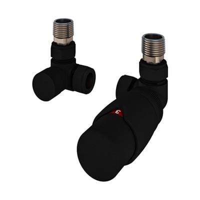 Eastbrook Radiator Valve Eastbrook Darlington Corner Thermostatic Radiator Valve with Lockshield (Pair) Matt Black