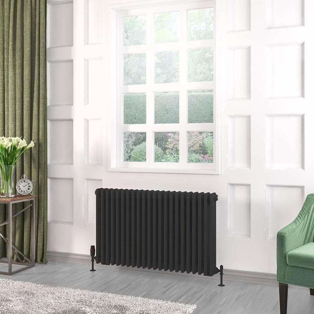 Eastbrook Column Radiator Eastbrook Rivassa Traditional 3 Column Radiator in Matt Black 600 x 1010 / Electric Only