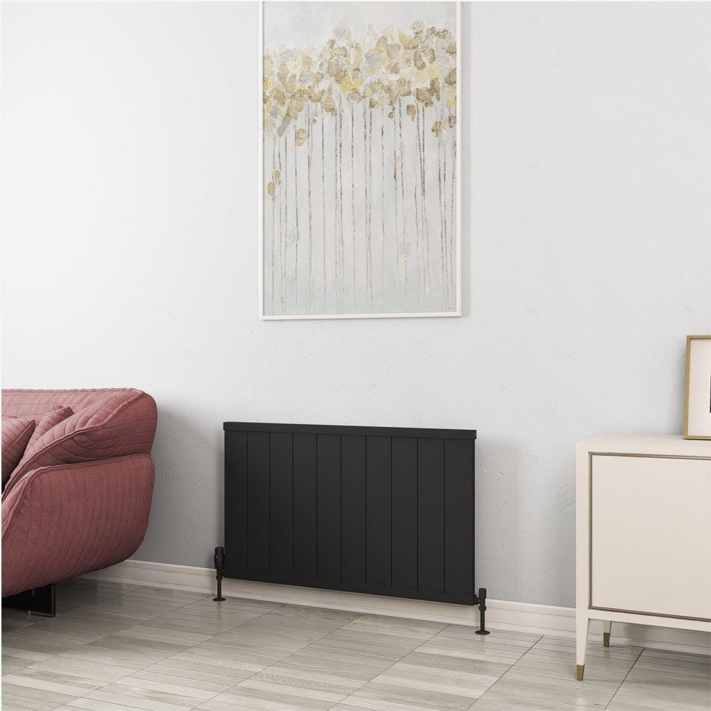 Eastbrook Panel Radiator Eastbrook Kingswood Slimline Horizontal Aluminium Radiator 600 x 1010mm / Matt Black