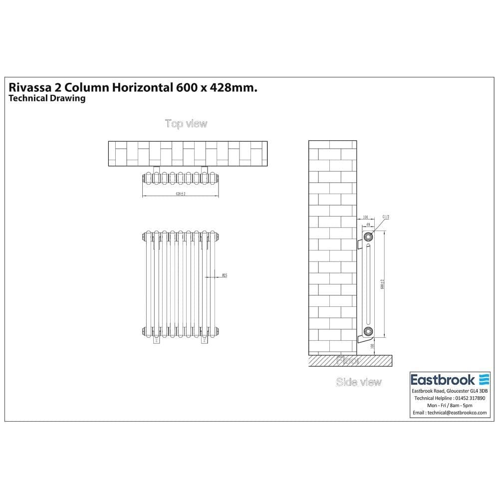 Eastbrook Rivassa Traditional 2 Column Radiator in Gloss White