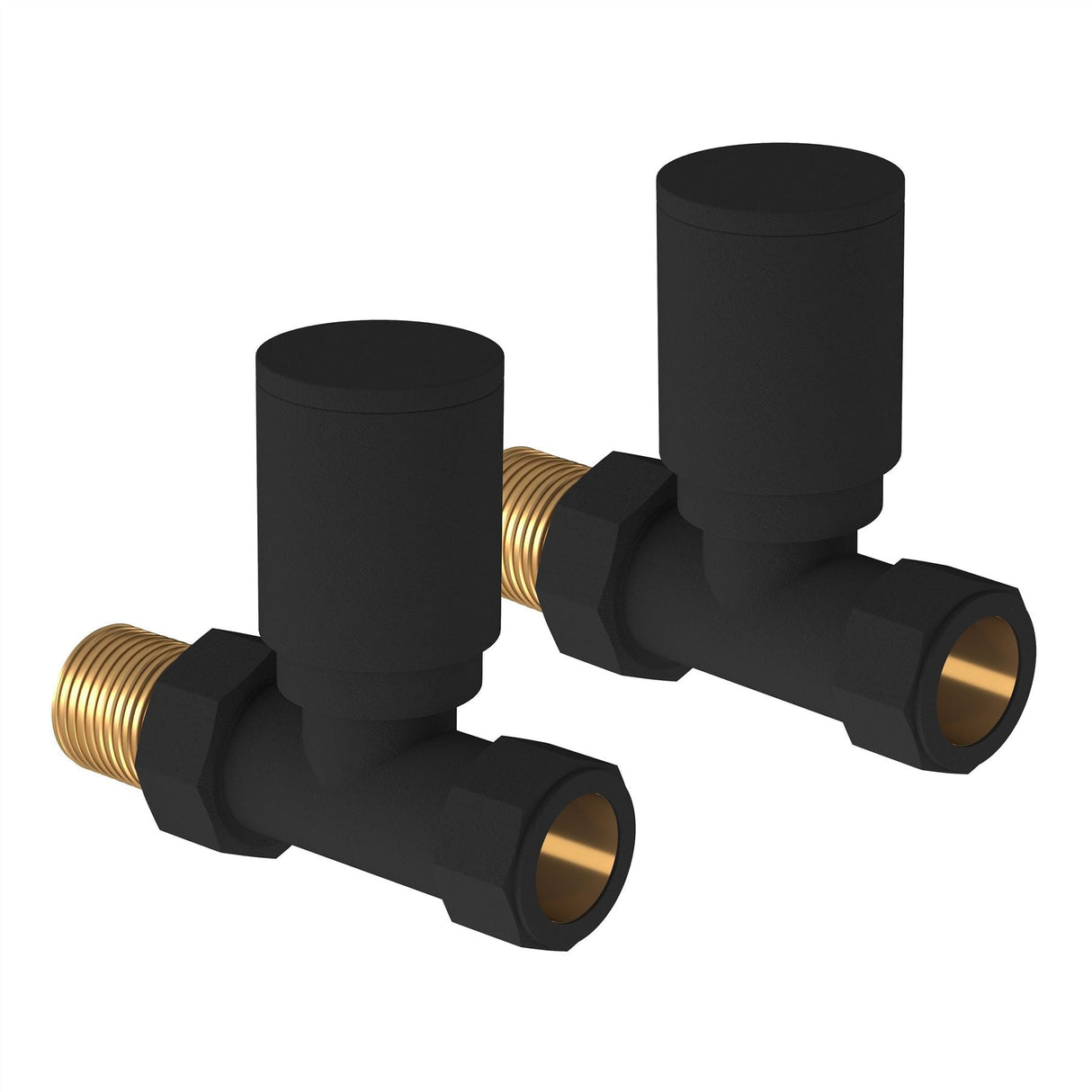 Tissino Radiator Valves Tissino Hugo2 Straight Radiator Valves Pair - Matt Black