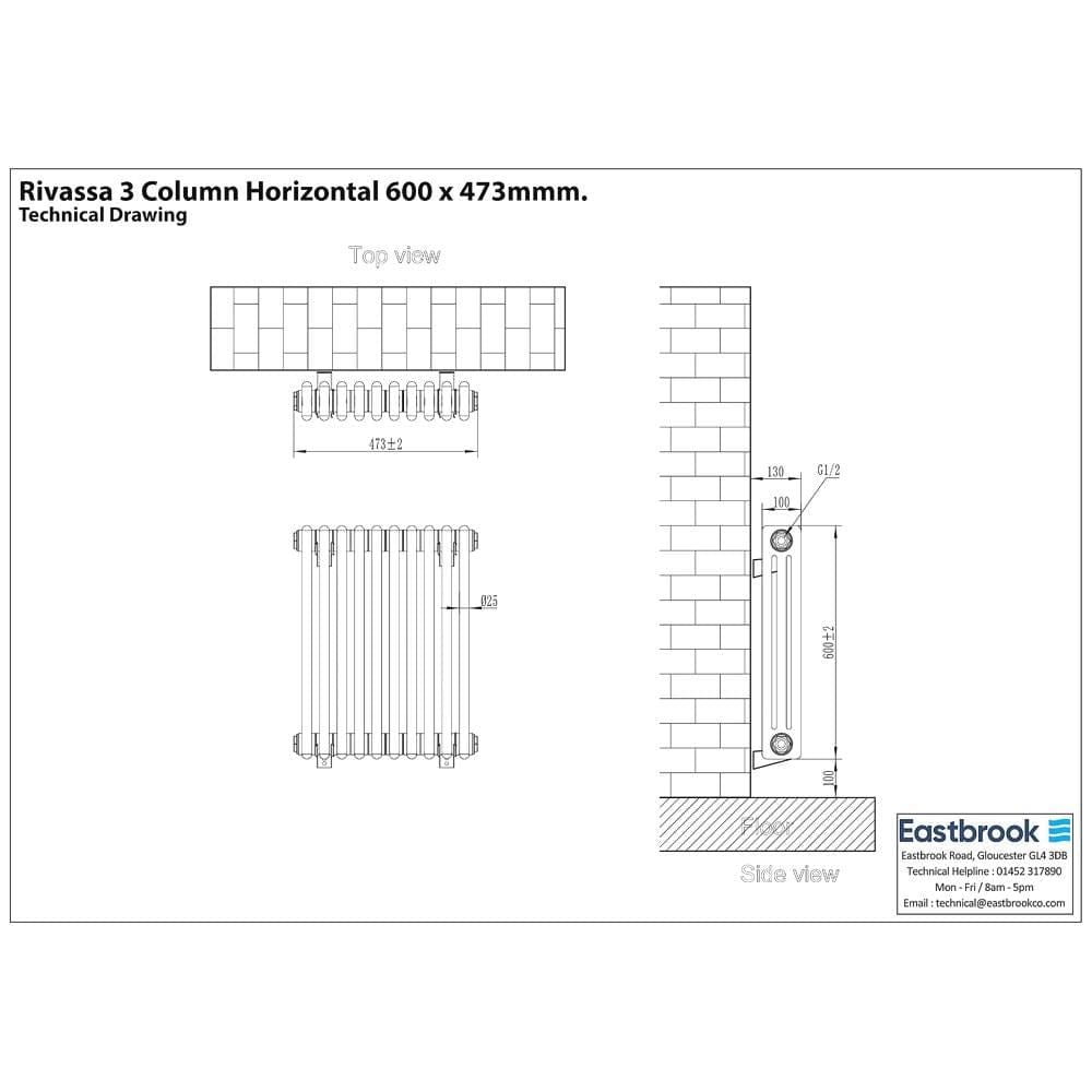 Eastbrook Rivassa Traditional 3 Column Radiator in Matt Anthracite