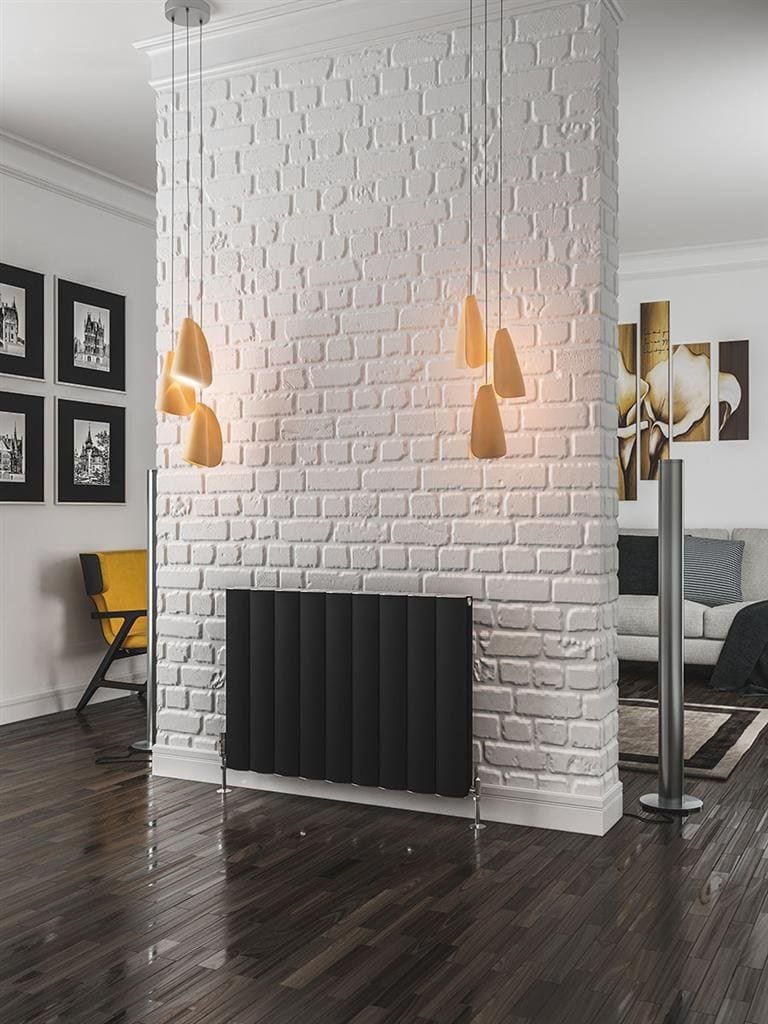 Eastbrook Panel Radiators Eastbrook Guardia Straight Horizontal Aluminium in Matt Black 600 x 850 / Electric Only