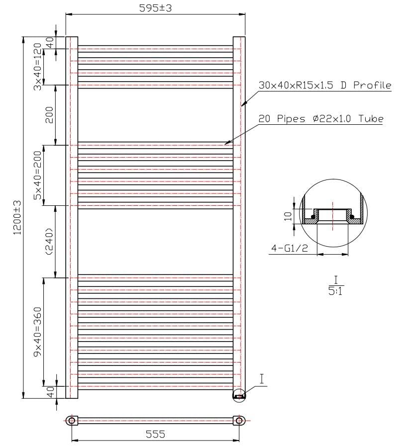 Aquarius Ladder Rails Aquarius Noir High Output Ladder Towel Rail in Matt Black