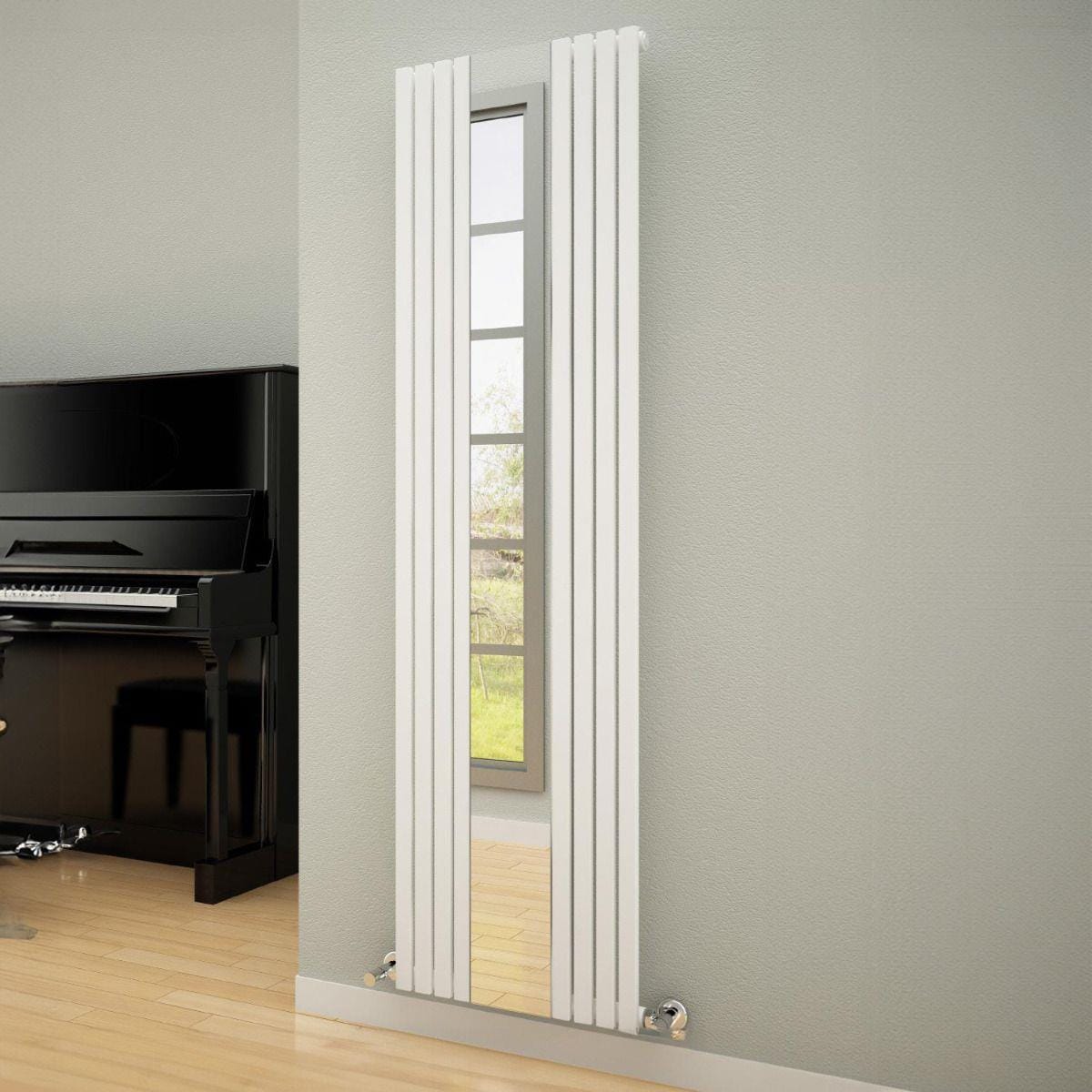 Reina Panel Radiator Reina Reflect Vertical Central Heating Radiator with Mirror White