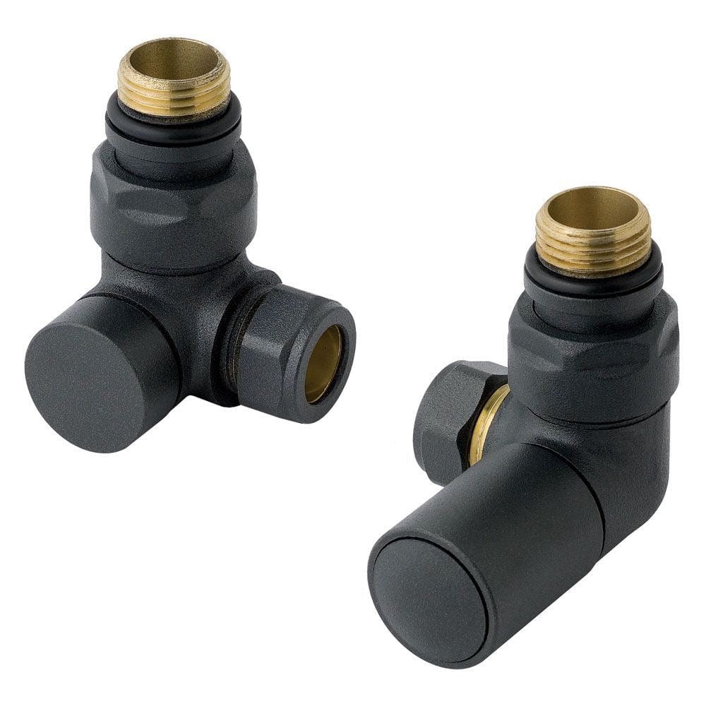 Totally Rads Eastbrook Corner Manual Radiator Valves Pair - Matt Anthracite - 41.3018