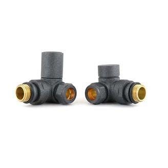 Totally Rads Radiator Valves Redroom Corner Manual Round Radiator Valves (Pair) Anthracite