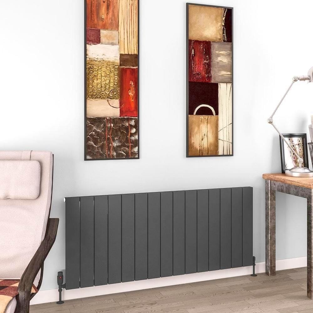 Eastbrook Flat Panel Radiators Eastbrook Charlton Horizontal Designer Radiator in Matt Anthracite 600 x 1420 / Electric Only