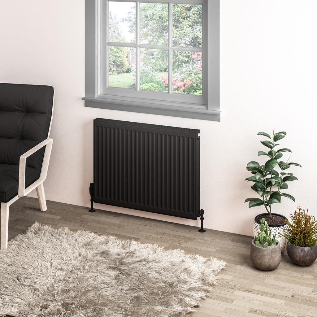 Aquarius Bathrooms Type 11 Aquarius Type 11 Compact Panel Radiator In Matt Black 600 x 800mm