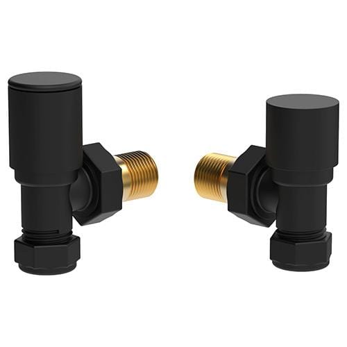 Vogue Radiator Valves Vogue Arne Round Manual Angled Valves - Matt Black - VL003 15MMAP-ZMB
