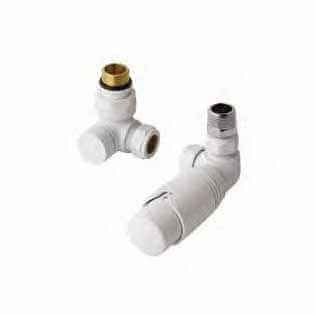 Totally Rads Eastbrook Biava Thermostatic Corner Radiator Valve and Lockshield - Matt White - 12.053