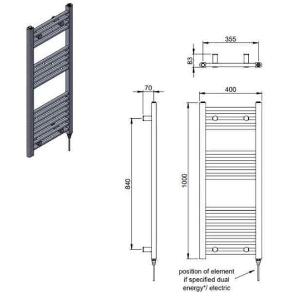 Vogue Ladder Rails Vogue Axis Straight Ladder Towel Rail in Chrome