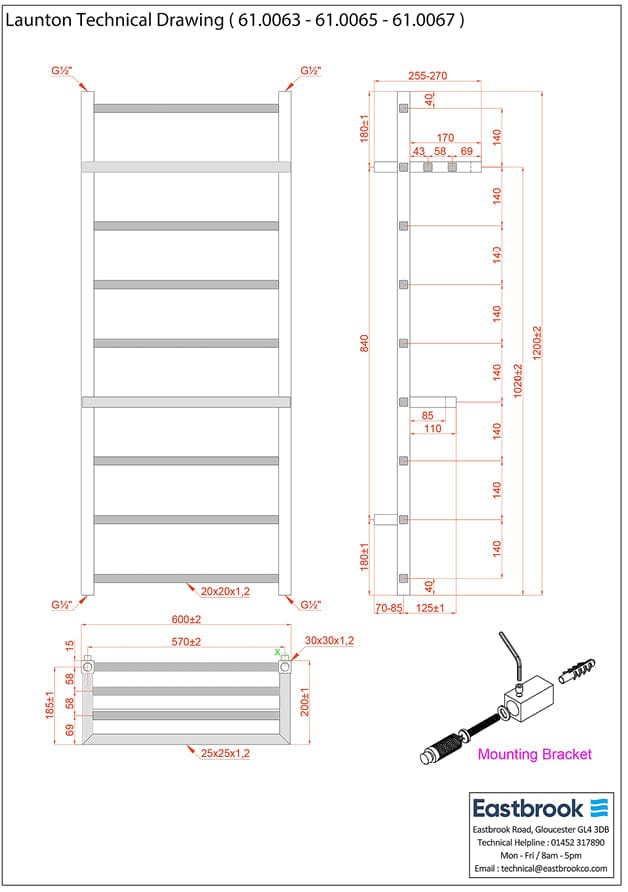 Eastbrook Designer Towel Radiator Eastbrook Launton Straight Vertical Heated Towel Rail in Chrome