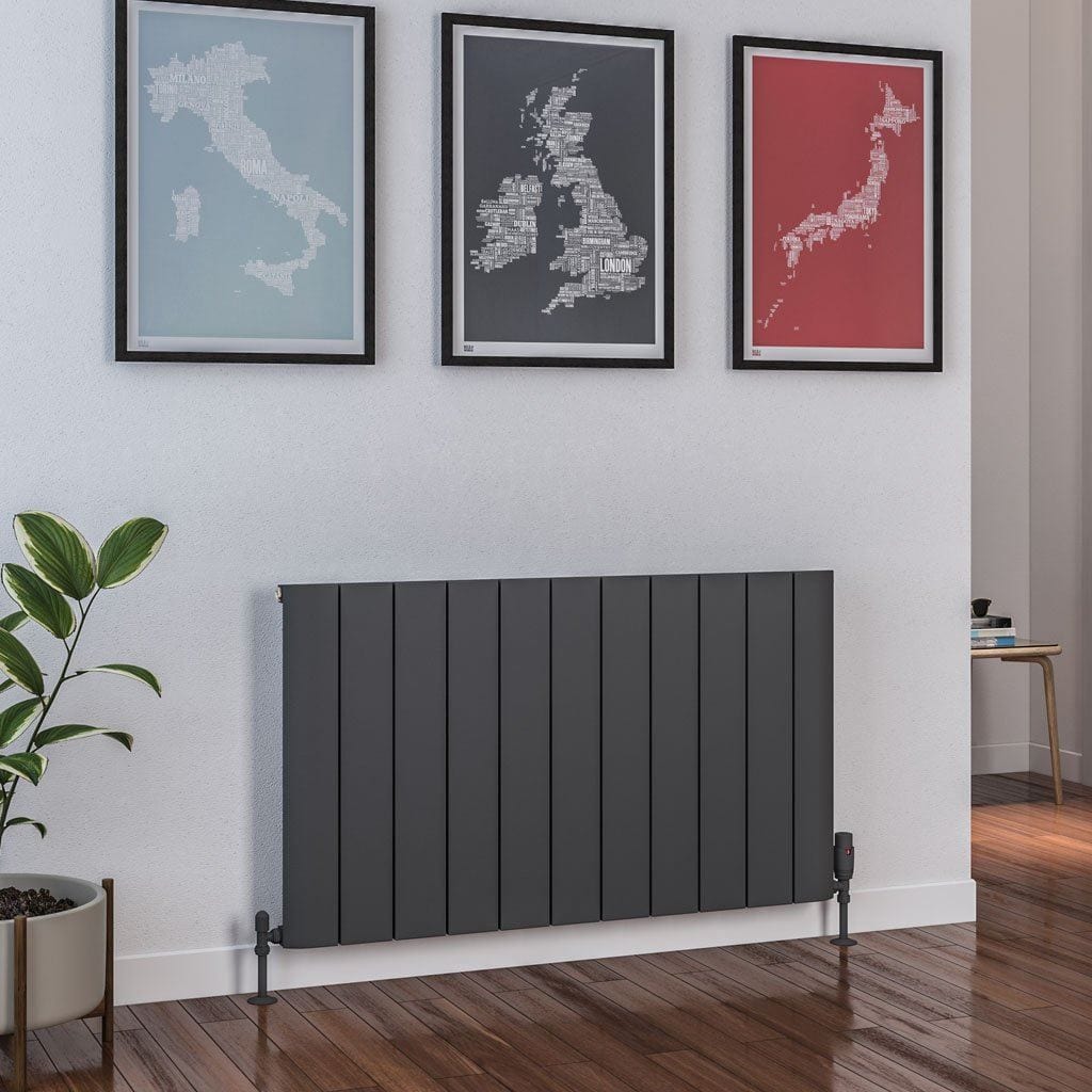 Eastbrook Panel Radiator Eastbrook Peretti Straight Horizontal Aluminum Radiator in Matt Anthracite 600 x 1040mm / Central Heating