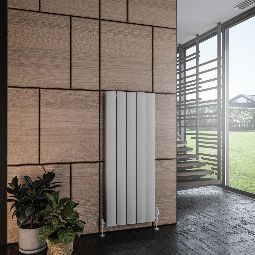 Eastbrook Panel Radiator Eastbrook Guardia Straight Vertical Aluminium Radiator in Matt Grey 1200 x 470mm