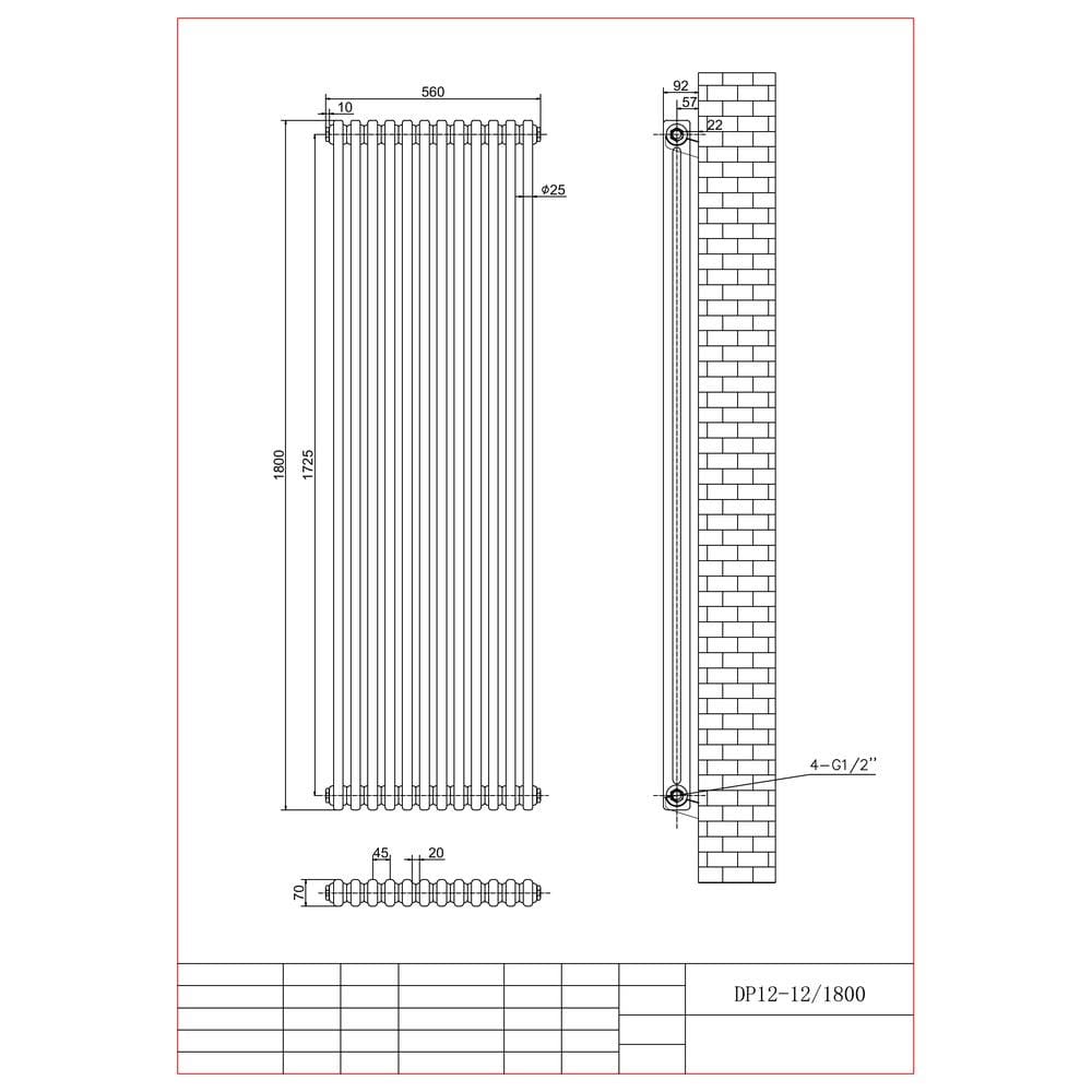 Aquarius Bathrooms Column Radiator Aquarius Foundry Vertical 2 Column Radiator in White