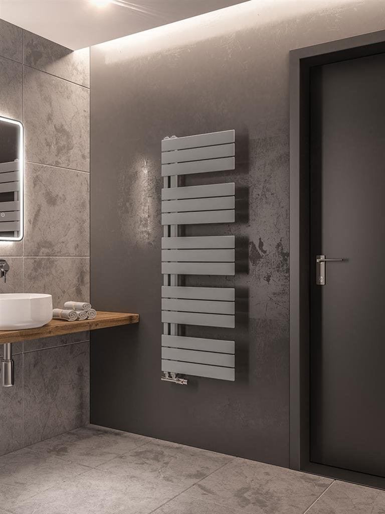 Eastbrook Designer Towel Radiator Eastbrook Helmsley Straight Vertical Designer Towel Rail in Matt Grey 1400 x 500 / Electric Only