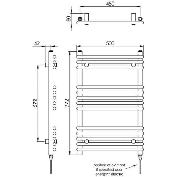 Vogue Designer Towel Radiators Vogue Tune Straight Designer Towel Radiator in Chrome