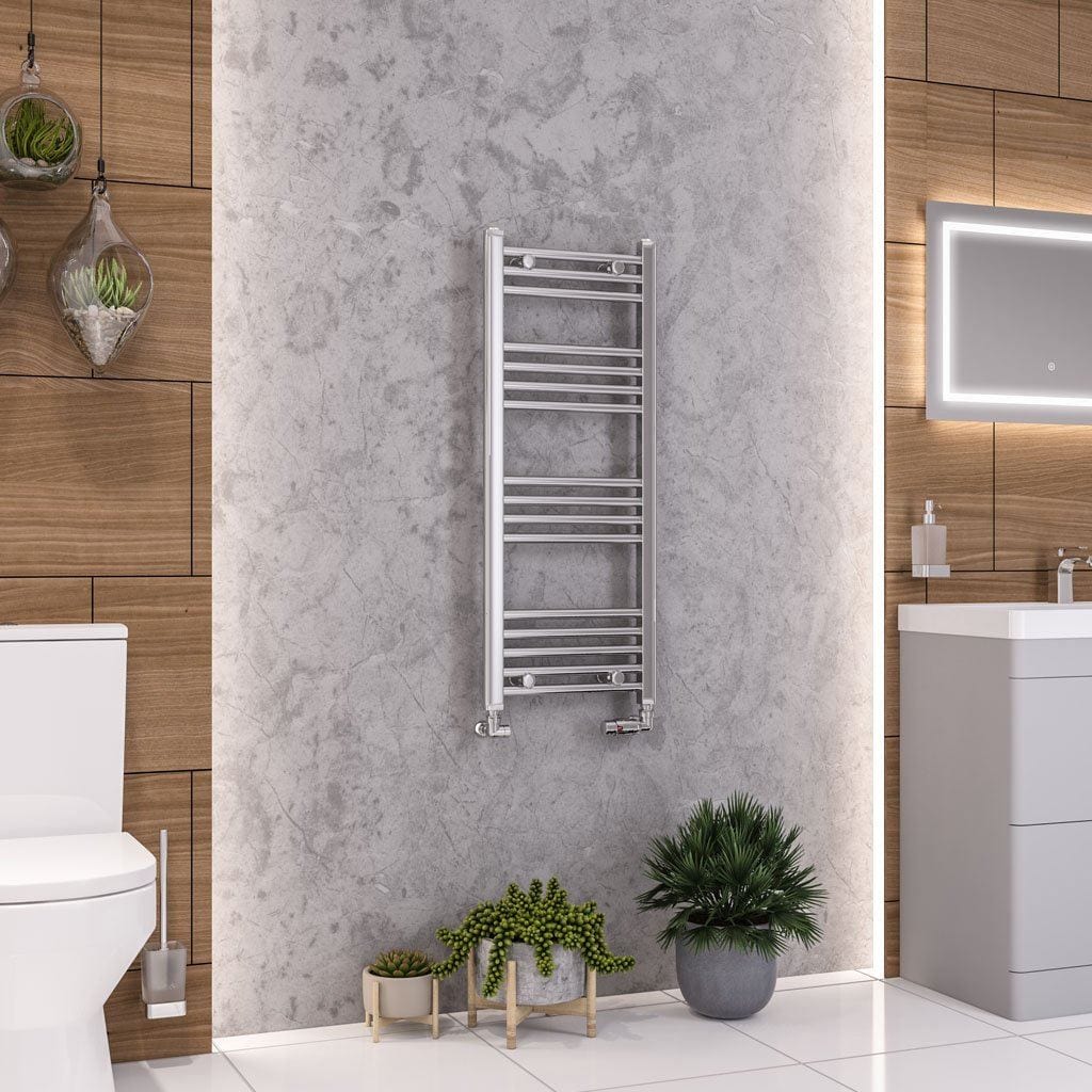 Eastbrook Wendover Curved Vertical Heated Towel Rail in White