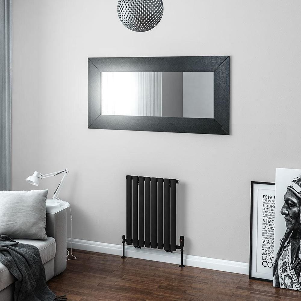 Eastbrook Panel Radiator Eastbrook Tunstall Straight Horizontal Designer Radiator in Matt Black 600 x 471mm