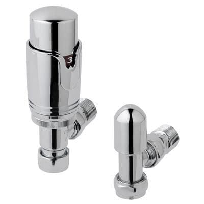 Totally Rads Eastbrook Biava Thermostatic Angled Radiator Valve and Lockshield - Chrome - 12.041