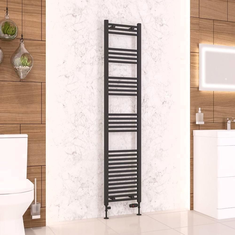 Eastbrook Ladder Rail Eastbrook Wendover Straight Vertical Heated Towel Rail in Matt Black 1800 x 400 / Electric Only