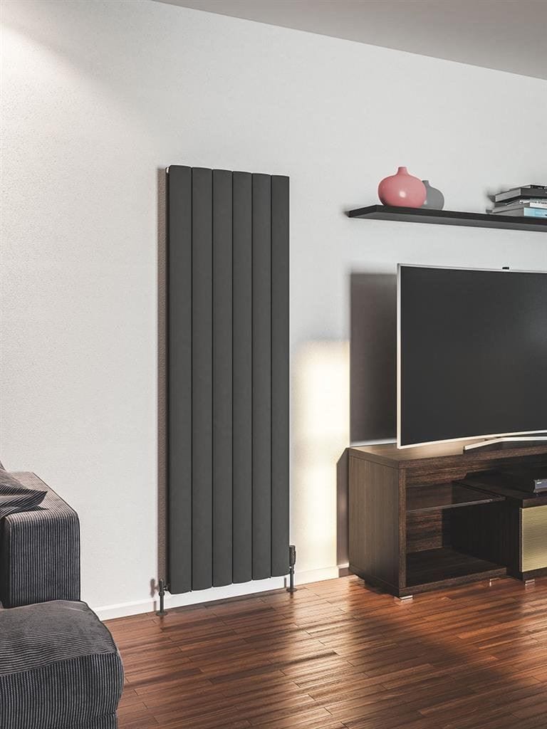 Eastbrook Panel Radiators Eastbrook Guardia Straight Vertical Aluminium Radiator in Matt Anthracite 1800 x 565