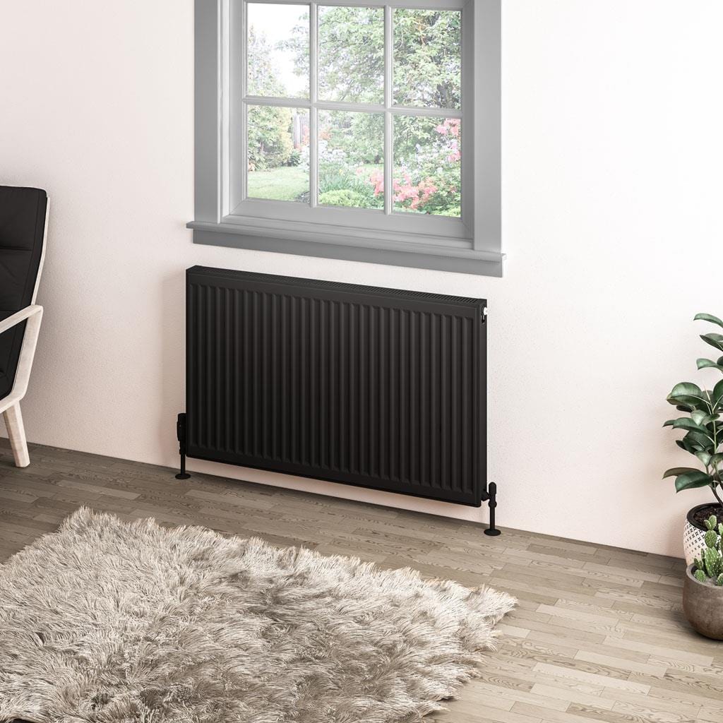 Aquarius Bathrooms Type 11 Aquarius Type 11 Compact Panel Radiator In Matt Black 600 x 1000mm