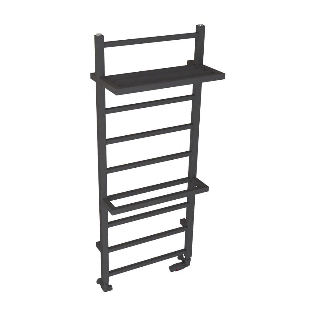 Eastbrook Designer Towel Radiator Eastbrook Launton Straight Vertical Heated Towel Rail in Matt Anthracite 1200 x 500 / Dual Fuel